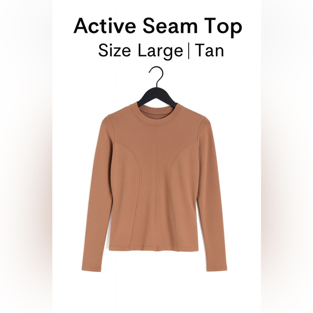 Sculpted Seam Long Sleeve Active Top | SHUCHUN | Mocha Brown | Size L